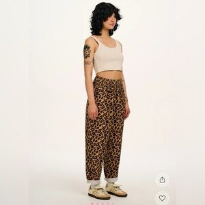 Lucy&Yak 
Leopard Print High-Rise Relaxed Pants - Brown